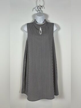 Smak Parlour Sleeveless Striped Mini Dress with Keyhole Neck Size Large NWOT